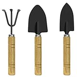 JatilEr 3 Stück Mini Gartenwerkzeug Set, Gartenschaufel Klein Gartengeräte Set, Holzgriff Handheld...