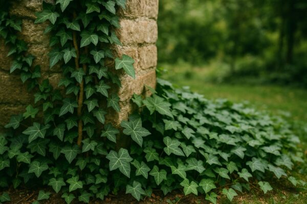 Efeu im Garten – verschiedene Wuchsformen und Eigenschaften Efeu mit unterschiedlichen Blattformen als Kletterpflanze und Bodendecker im Garten