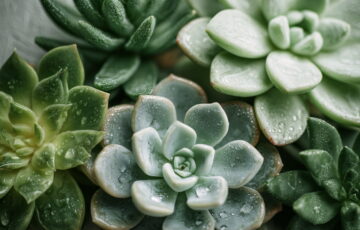 Sukkulenten in Nahaufnahme mit dicken Blättern, die Wasser speichern.